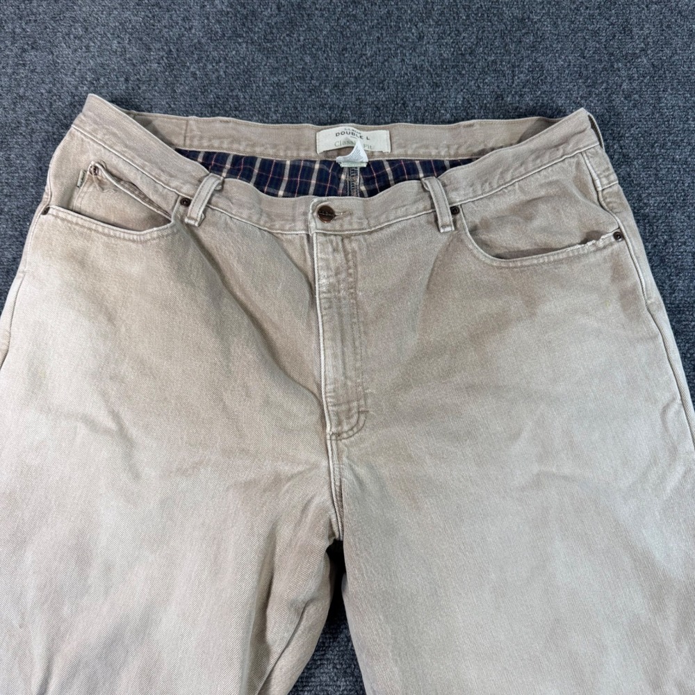 LL Bean Double L Classic Fit Flannel Lined Denim Pants‎ Mens 42x30 Khaki Tan
